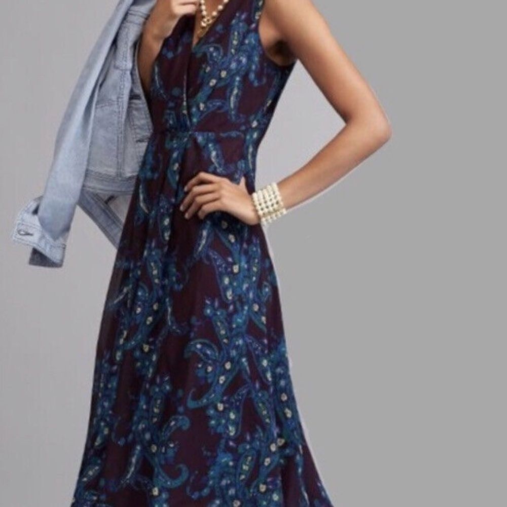 Cabi Purple/Blue Paisley Treasure Midi Dress Sz 2